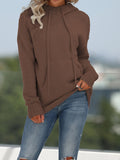 Chicmy-European and American casual women's clothing Solid Pocket Knit Hooded Sweater