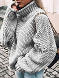 Chicmy-European and American casual women's clothing Thick Thread High Neck Bat Sleeve Knit Sweater