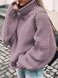 Chicmy-European and American casual women's clothing Thick Thread High Neck Bat Sleeve Knit Sweater