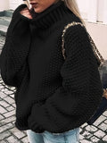 Chicmy-European and American casual women's clothing Thick Thread High Neck Bat Sleeve Knit Sweater