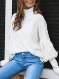 Chicmy-European and American casual women's clothing Turtleneck Solid Long Sleeve Knitted Sweater