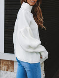 Chicmy-European and American casual women's clothing Turtleneck Solid Long Sleeve Knitted Sweater