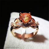 Chicmy-Rose Gold Flower Crystal Zircon Female Ring