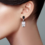 Chicmy-925 Sterling Silver Sparkling White Black Crystal Drop Earrings