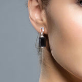 Chicmy-925 Sterling Silver Sparkling White Black Crystal Drop Earrings