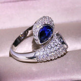 Chicmy-Silver Color Cute Ring with Blue ZIrcon Stone Adjustable RIng