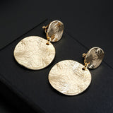 Chicmy-Vintage Metal Textured Round Disc Clip On Earrings