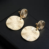 Chicmy-Vintage Metal Textured Round Disc Clip On Earrings