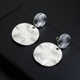 Chicmy-Vintage Metal Textured Round Disc Clip On Earrings