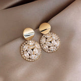 Chicmy-Trendy Round Simple Crystal Dangle Earrings