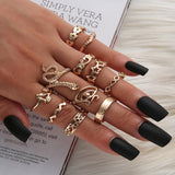 Chicmy-Star Snake Knuckle Rings set For Women Eye Flower