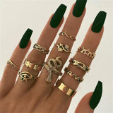 Chicmy-Star Snake Knuckle Rings set For Women Eye Flower