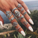 Chicmy-Star Snake Knuckle Rings set For Women Eye Flower