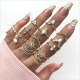 Chicmy-Star Snake Knuckle Rings set For Women Eye Flower