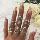 Chicmy-Star Snake Knuckle Rings set For Women Eye Flower