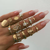 Chicmy-Star Snake Knuckle Rings set For Women Eye Flower