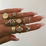 Chicmy-Star Snake Knuckle Rings set For Women Eye Flower