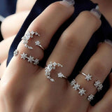 Chicmy-Star Snake Knuckle Rings set For Women Eye Flower