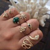 Chicmy-Star Snake Knuckle Rings set For Women Eye Flower