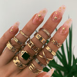 Chicmy-Star Snake Knuckle Rings set For Women Eye Flower