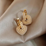 Chicmy-Celebrity Style Sweet Pearl Peach Heart Love Dangle Earrings For Woman