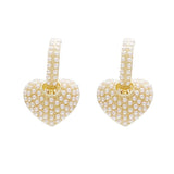 Chicmy-Celebrity Style Sweet Pearl Peach Heart Love Dangle Earrings For Woman