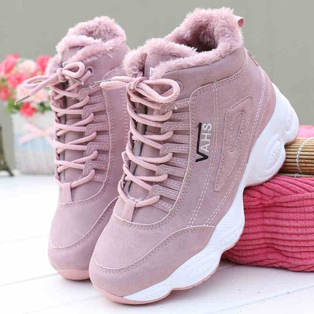 Christmas Gift Chicmy New Autumn Sneakers Woman Vulcanized Shoes Suede Female PU Leather Outdoor Lace-Up Plus Hair Thicken Sneakers Women