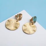 Chicmy-Vintage Metal Textured Round Disc Clip On Earrings