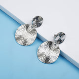 Chicmy-Vintage Metal Textured Round Disc Clip On Earrings