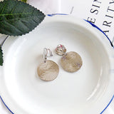 Chicmy-Vintage Metal Textured Round Disc Clip On Earrings