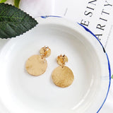 Chicmy-Vintage Metal Textured Round Disc Clip On Earrings