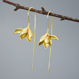 Chicmy-18K Gold Elegant Magnolia Flower Dangle Earrings