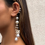 Chicmy-Vintage Imitation Pearl Long Tassel Clip Earring