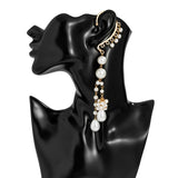 Chicmy-Vintage Imitation Pearl Long Tassel Clip Earring