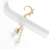 Chicmy-Vintage Imitation Pearl Long Tassel Clip Earring