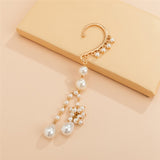 Chicmy-Vintage Imitation Pearl Long Tassel Clip Earring