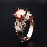 Chicmy-Rose Gold Flower Crystal Zircon Female Ring