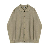 Chicmy-Korean style, Korean men's outfit, minimalist style, street fashion No. 5516 KNITTED FULL BUTTON-UP COLLAR SWEATER